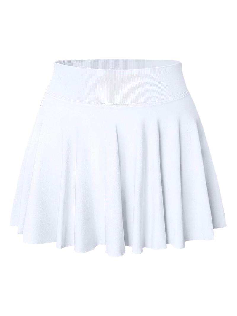 Women's Solid Color 2 in 1 High Waist Sports Skort, Comfy Breathable Skort for Tennis Golf, Ladies Sportswear for All Seasons Lightweight Athletic Skirts