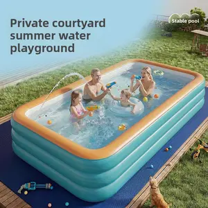 Inflatable Pool for Kids and Adults, Oversized Thickened 3-Floor Blow Up Pools, Rectangular Swimming Pool for Backyard, Outdoor, Garden, Summer Party