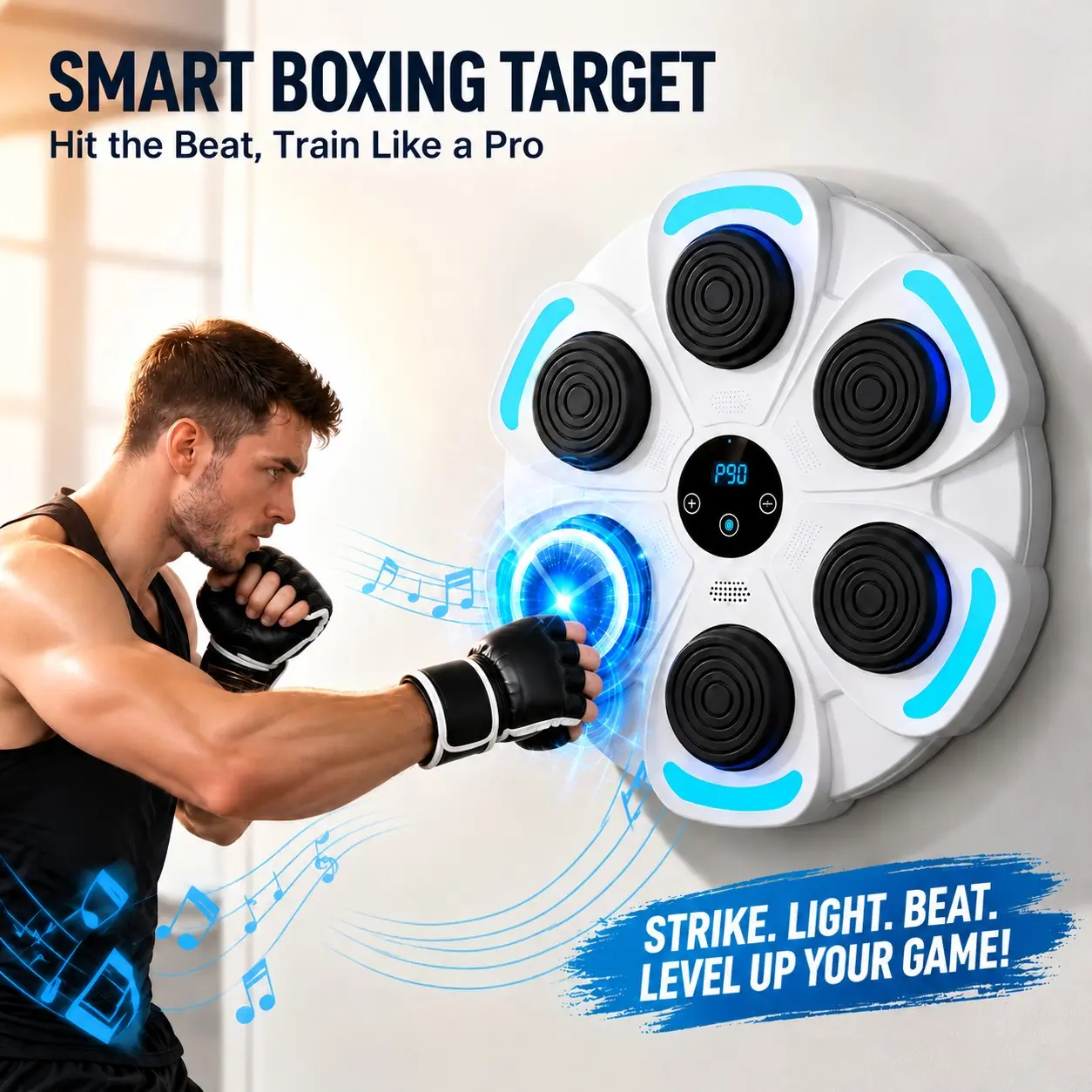 2026 Upgraded Smart Music Boxing Machine with Boxing Gloves, Bluetooth Wall-Mounted Interactive Boxing Trainer, LED Music Rhythm Sync, 9 Modes and 9 Speed Levels, Electronic Punching Target for Home Gym Workouts, Adults and Kids