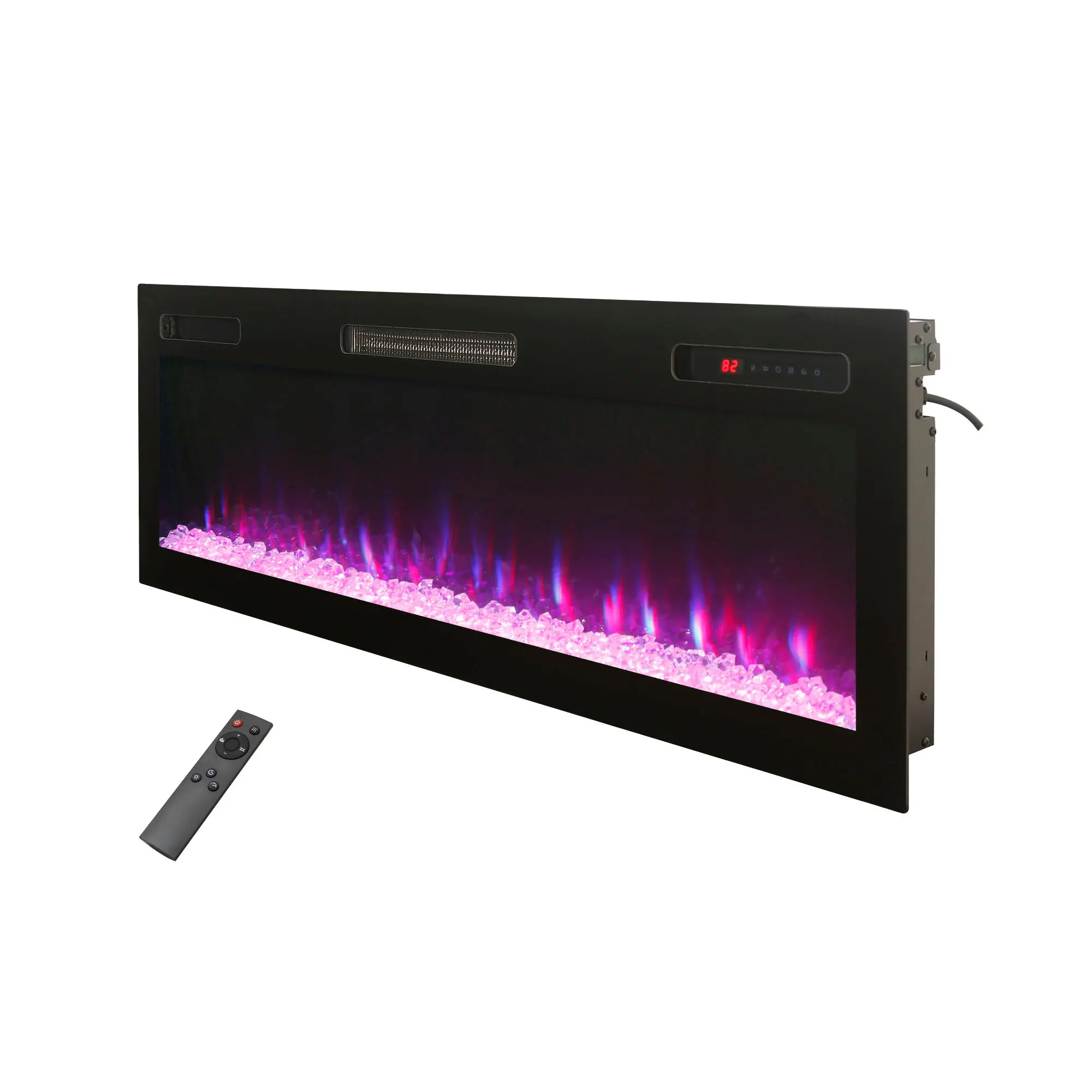 ARCH 52 Inch Recessed and Wall Mounted Electric Fireplace, Low Noise, Remote Control with Timer, Touch Screen, Adjustable Flame Color and Speed, 750-1500W, Antique Black, Tempered Glass Front, Supplemental Heat up to 400 Sq Ft, Vent Free