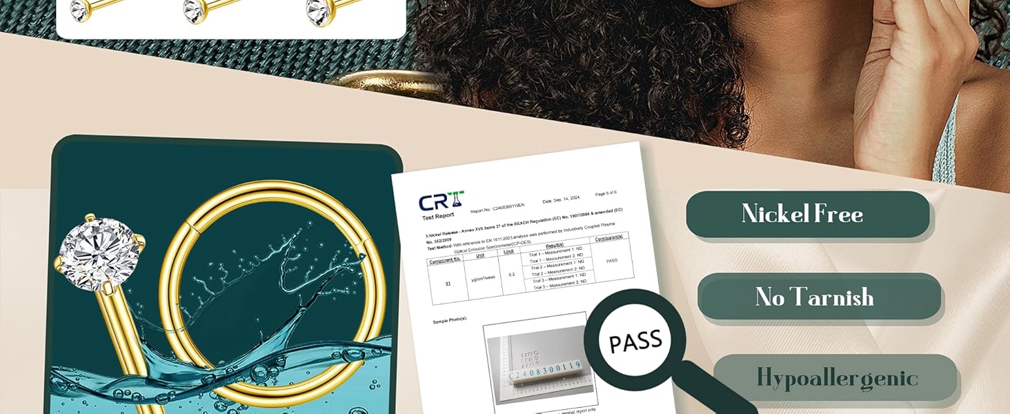 6-15Pcs 20G Nose Studs 18G Nose Rings Hoop for Women Men 316L Stainless Steel Clicker Hinged Nose Rings Hoop Straight L Shaped Nose Studs Nose Piercing Jewelry Silver Gold (Gold-CZ-Straight)