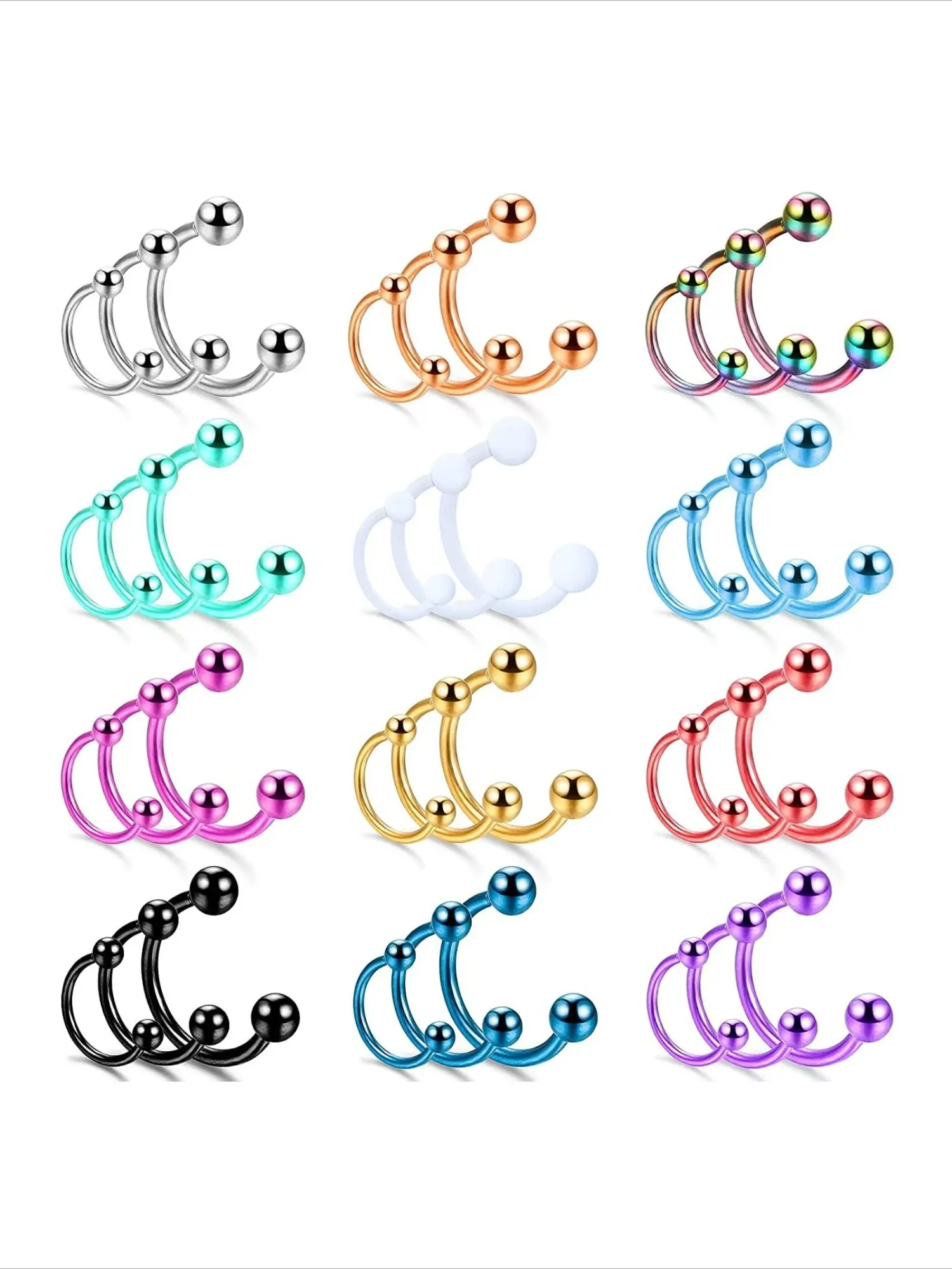 36 Pcs Vibrant Multi-hued Stainless Steel Horseshoe Circular Barbell Piercing Set for Unisex Universal Curved U-Shape Piercing Hoops Sturdy Solid Stainless Steel Basic Body Jewelry Adaptable for Nasal Septum Ear Cartilage Eyebrow Lip Piercing Placements