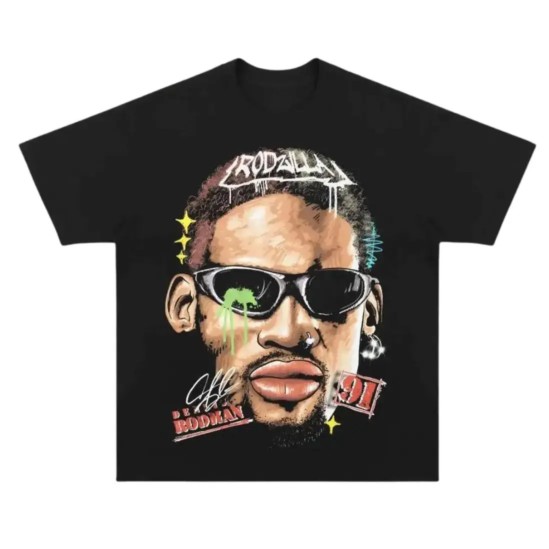 [🎉Sale Up To 50%] Rodzilla Heavyweight Vintage Tee, Dennis Rodman T-Shirt, Unisex Basketball Shirt, Hip Hop Graphic Tees, Gifts Shirt, Menswear Womenswear Streetwear