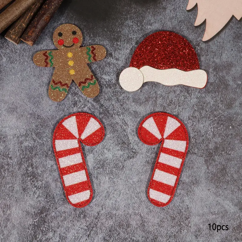 Cute Cartoon Christmas Iron-On Patches, Holiday-Themed Apparel Embellishments, Perfect for Festive and Gifts