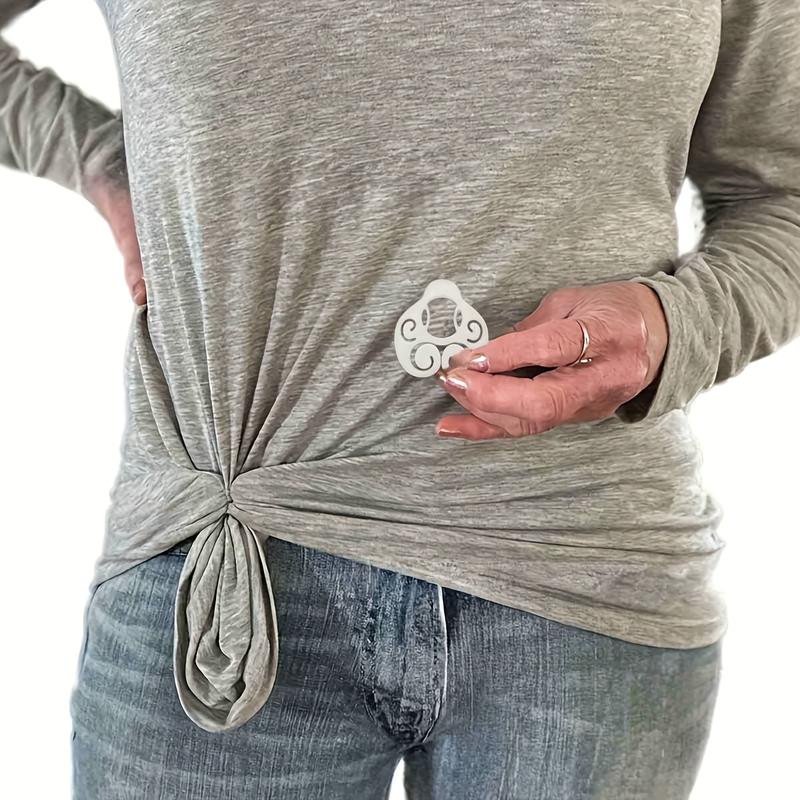 Cute White Shirt Tightening Clasp for Women, 2 Counts Multifunctional DIY Styling Clip for T-shirts, Waist, and Shirts, Versatile Fashion Accessory, Safety Pin