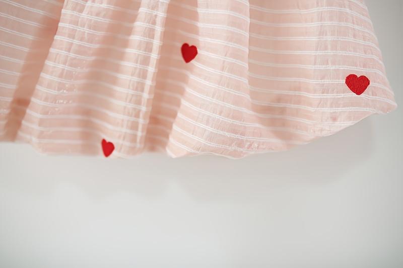 Summer Pink Striped Cute Baby Girl Dress Turn-Collar Sleeveless Sweet Heart Dress Toddler 0-4 Years Old Cartoon Elephant Casual Children's Clothing