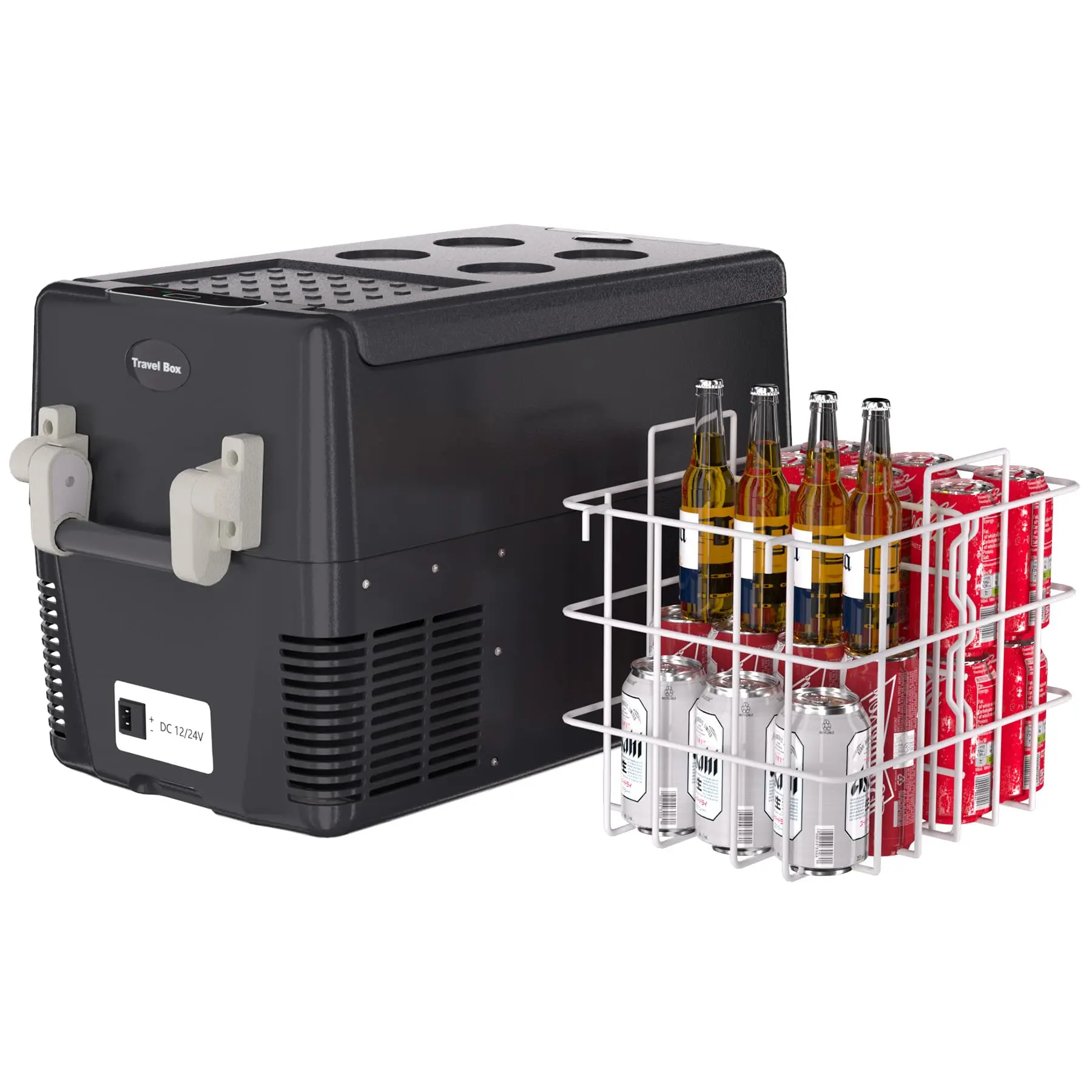 Portable Car Refrigerator Freezer – 53QT (50L) Dual Zone Compressor, 0℉~50℉, 12V/24V DC & 110-240V AC, Fast Cooling, Removable Basket, for Truck, RV, Boat, Camping, Road Trips