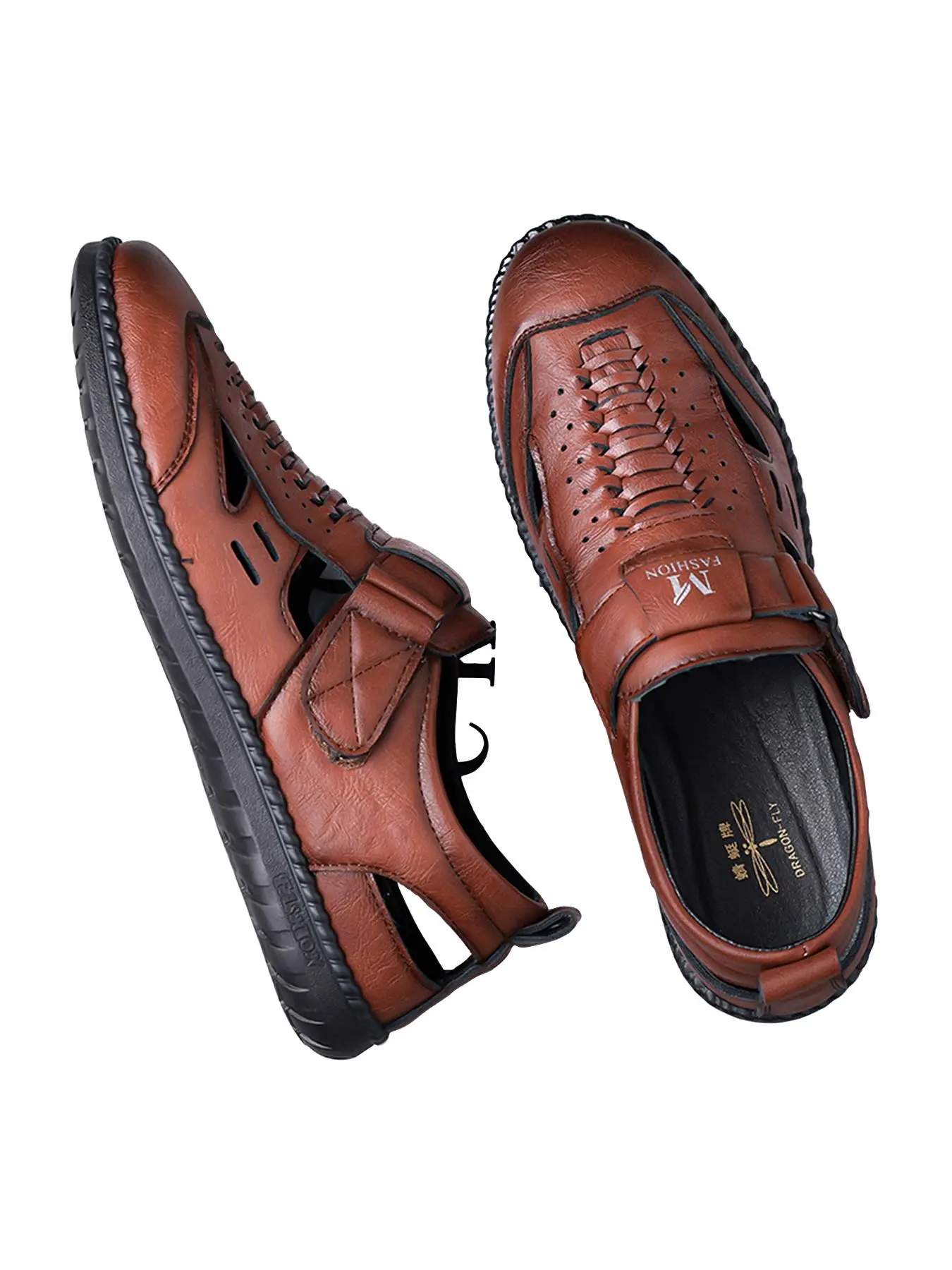 Men's Trendy British Style Anti-Slip Thick Sole Soft Bottom Beach PU Sandals, Casual Round Toe Walking Shoes Footwear for Spring Summer 2026