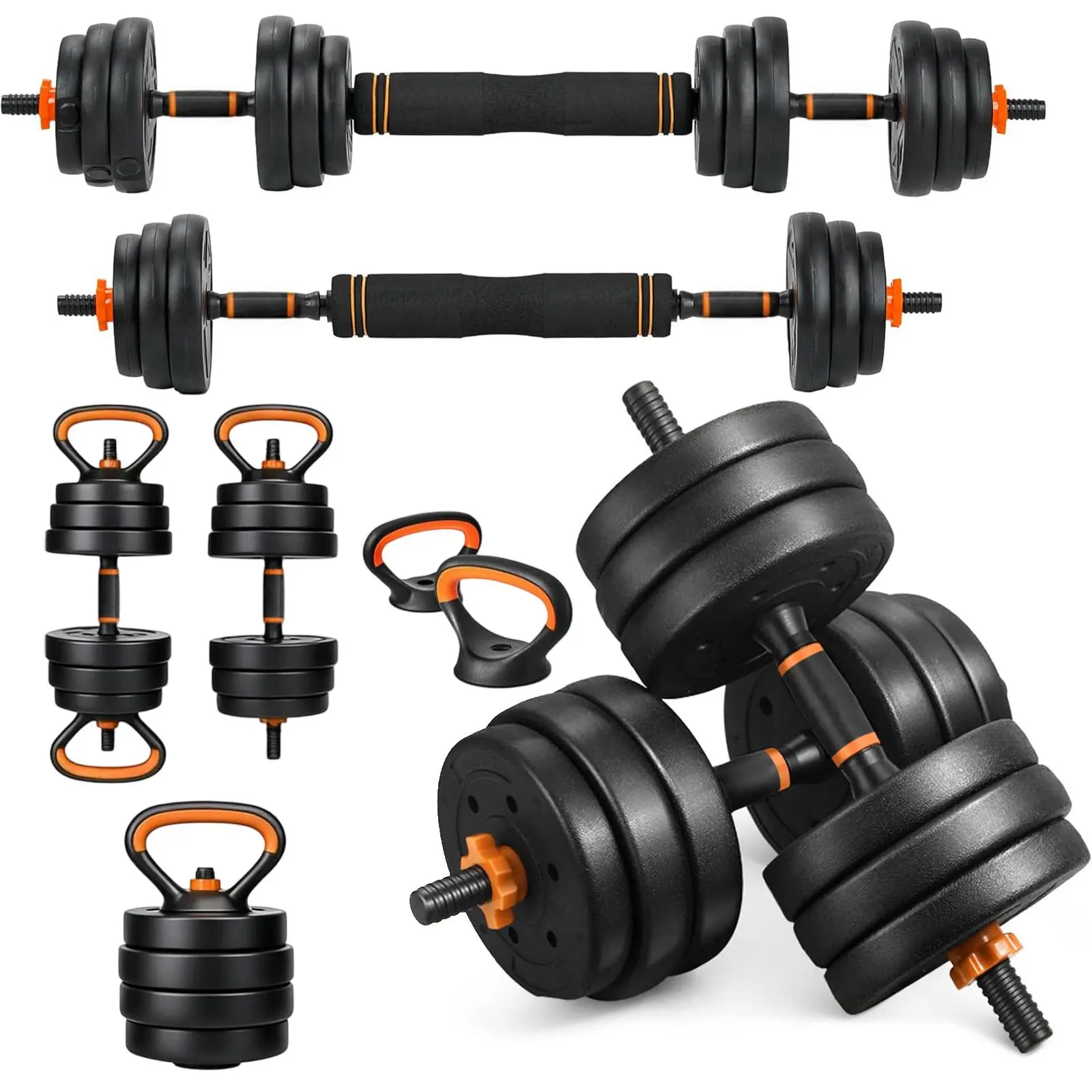 Fitness Dumbbells Weight Set, Adjustable 4 in 1 Barbell Set for Exercise, Muscle and Strength Training