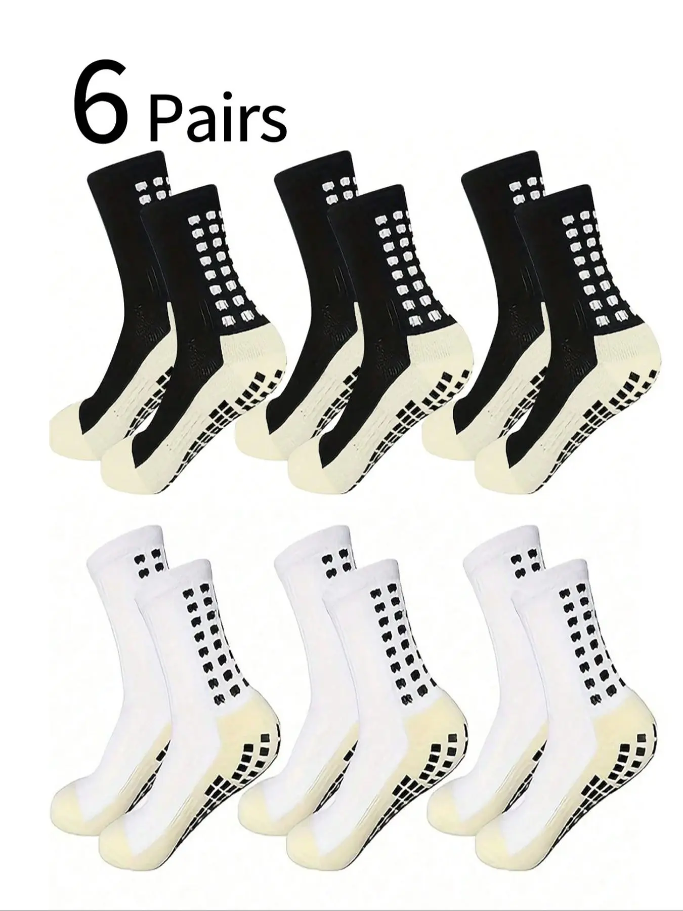 6 Pairs Men's Professional Sports Training Socks, High-Performance Anti-Slip Crew Socks, Workout Socks, Breathable and Comfortable, Ideal for Running and Fitness