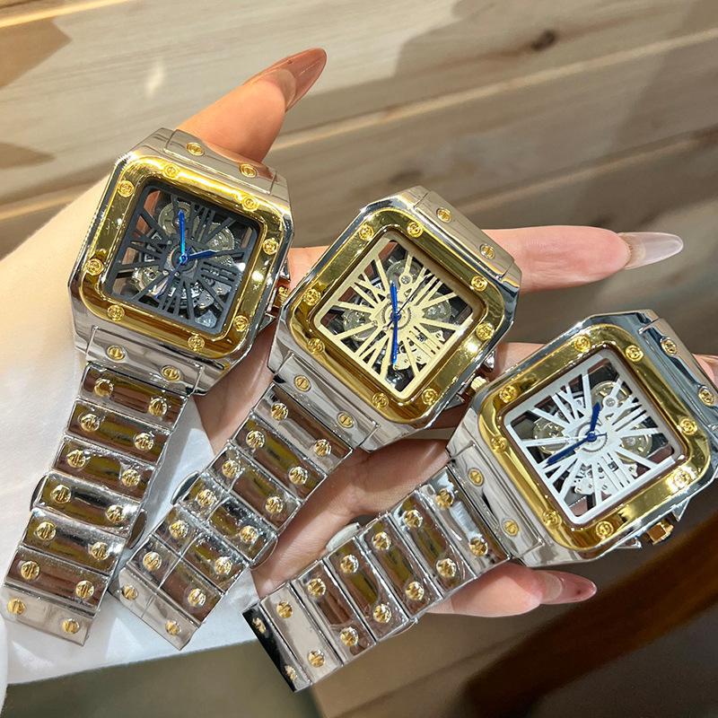 Kadi Men's Alloy Quartz Watch Hollow Transparent Bottom Men's Business Quartz Watch Wristwatch