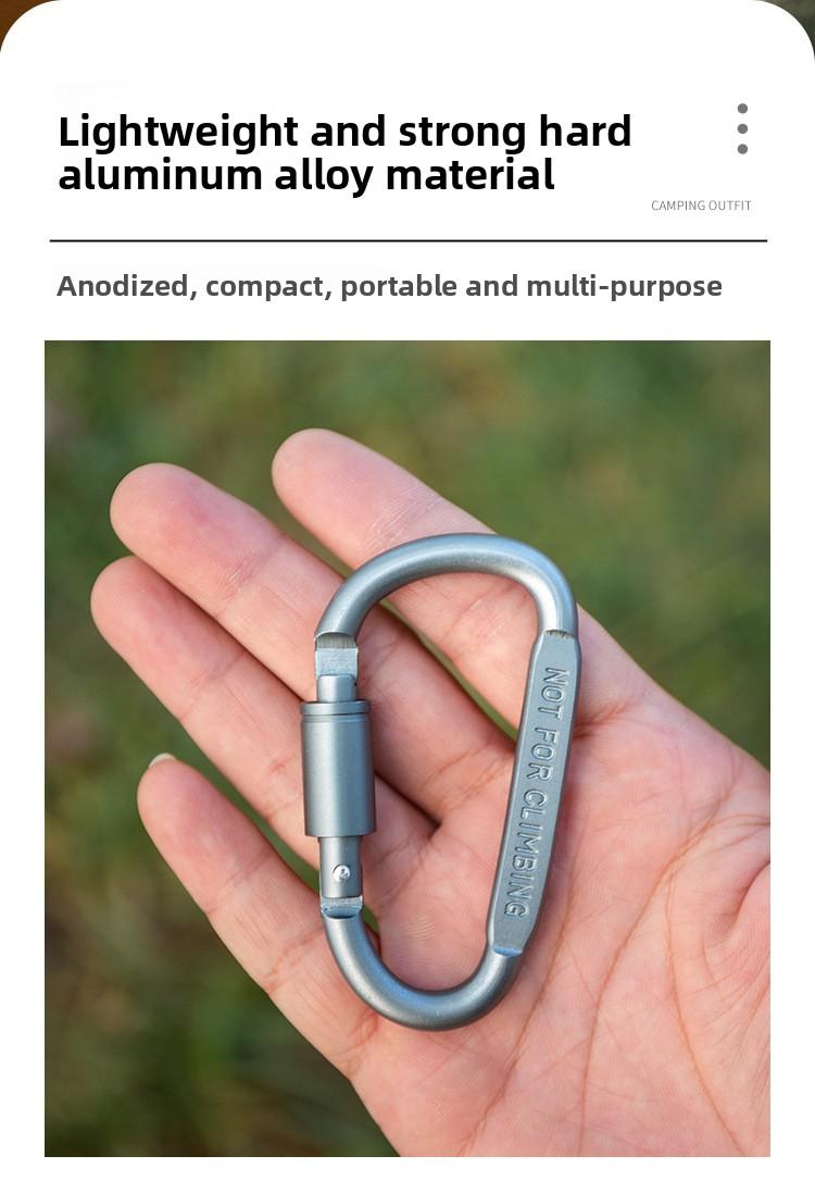 2*D - Type Aluminum Alloy Locking Carabiner Multi - function Outdoor Tactical Gear Mountaineering Buckle Keychain Bottle Clip for Hiking Camping