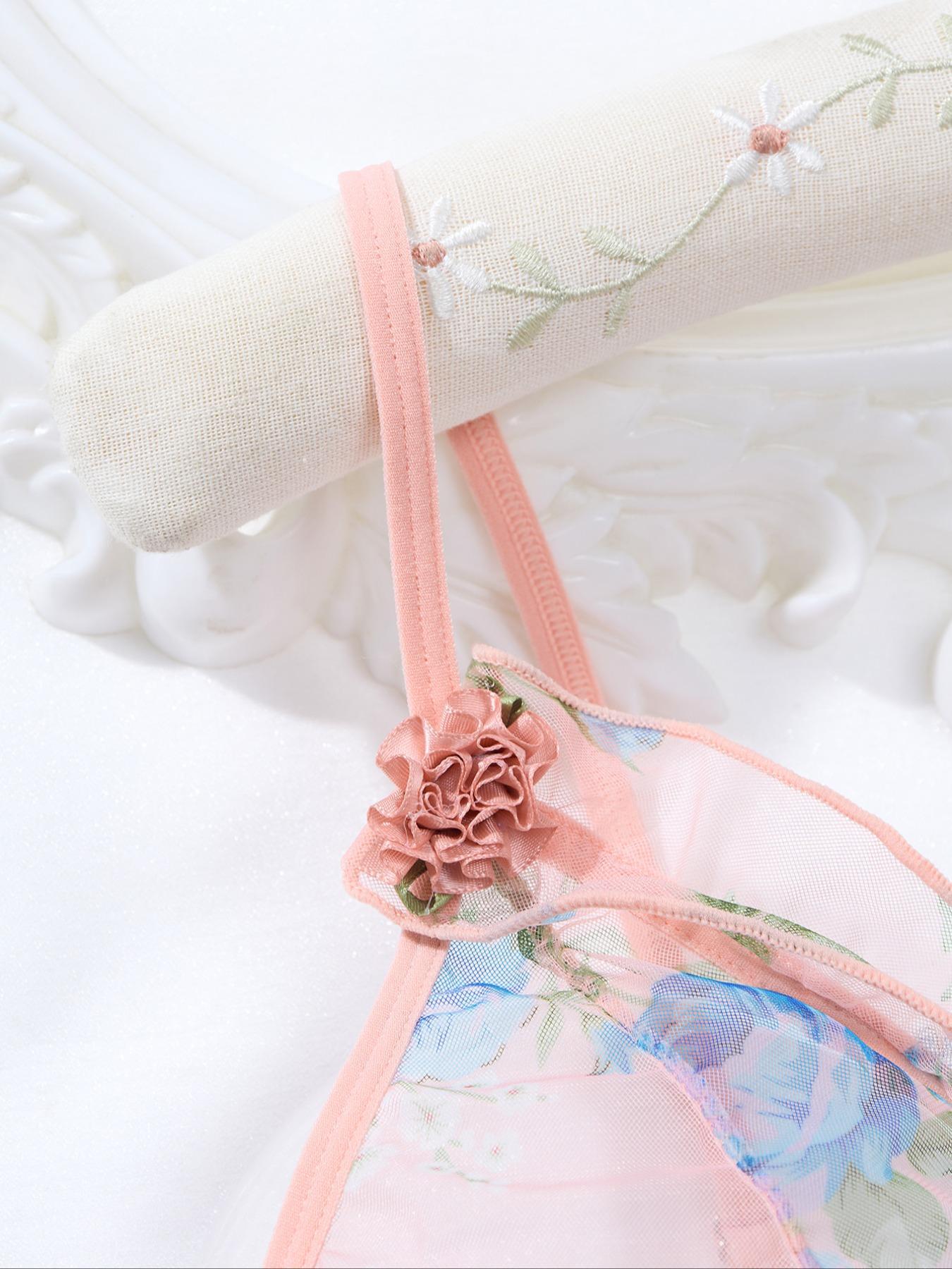 Plus Size Ditsy Floral Print Cut Out Frill Sheer High Low Ruffle Hem Sexy Adjustable Cami Mesh Dress, Romantic Fashion Casual Sexy Outfits for Daily Outdoor Wear, Women's Plus Size Clothes for All Seasons