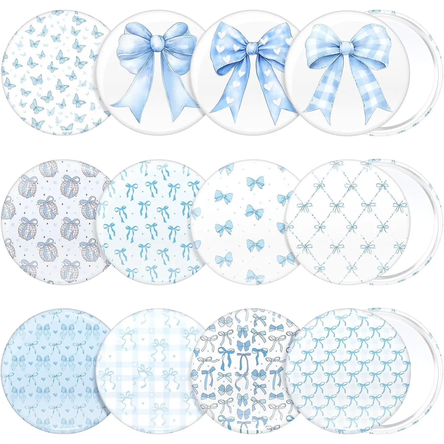 12 count Bow Party Favors Gifts Mini Compact Mirror Bulk  Aesthetic Little Pocket Mirrors Bow  Gifts for Women Girl Birthday Wedding  Shower Party Favor(Blue)