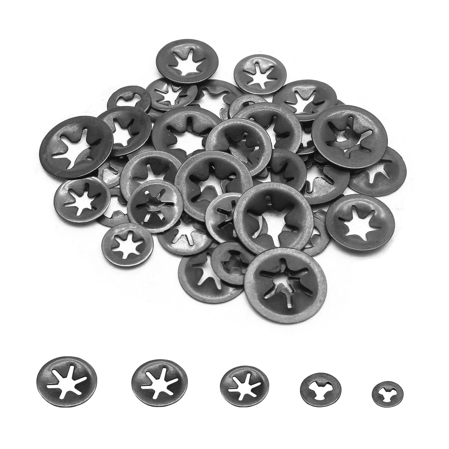 Internal  Washers, 50 count, 5 Sizes  Locking Washers | Steel, Quick Locking, Push  Speed Clips Fasteners, M2/M2.5/M3/M4/M5