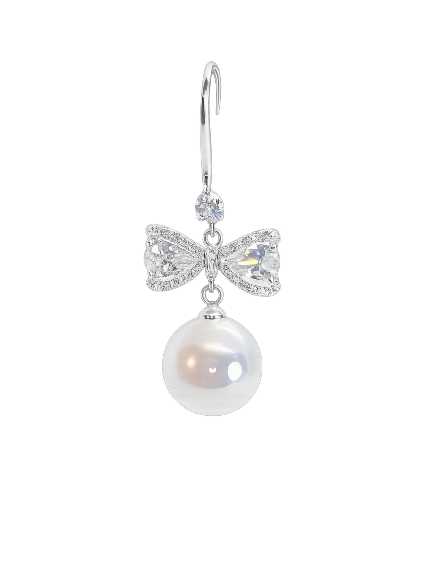 Sparkling Rhinestone Bow Faux Pearl Earrings, Elegant Jewelry for Women, Perfect for Parties and Special Occasions, Trendy Accessory