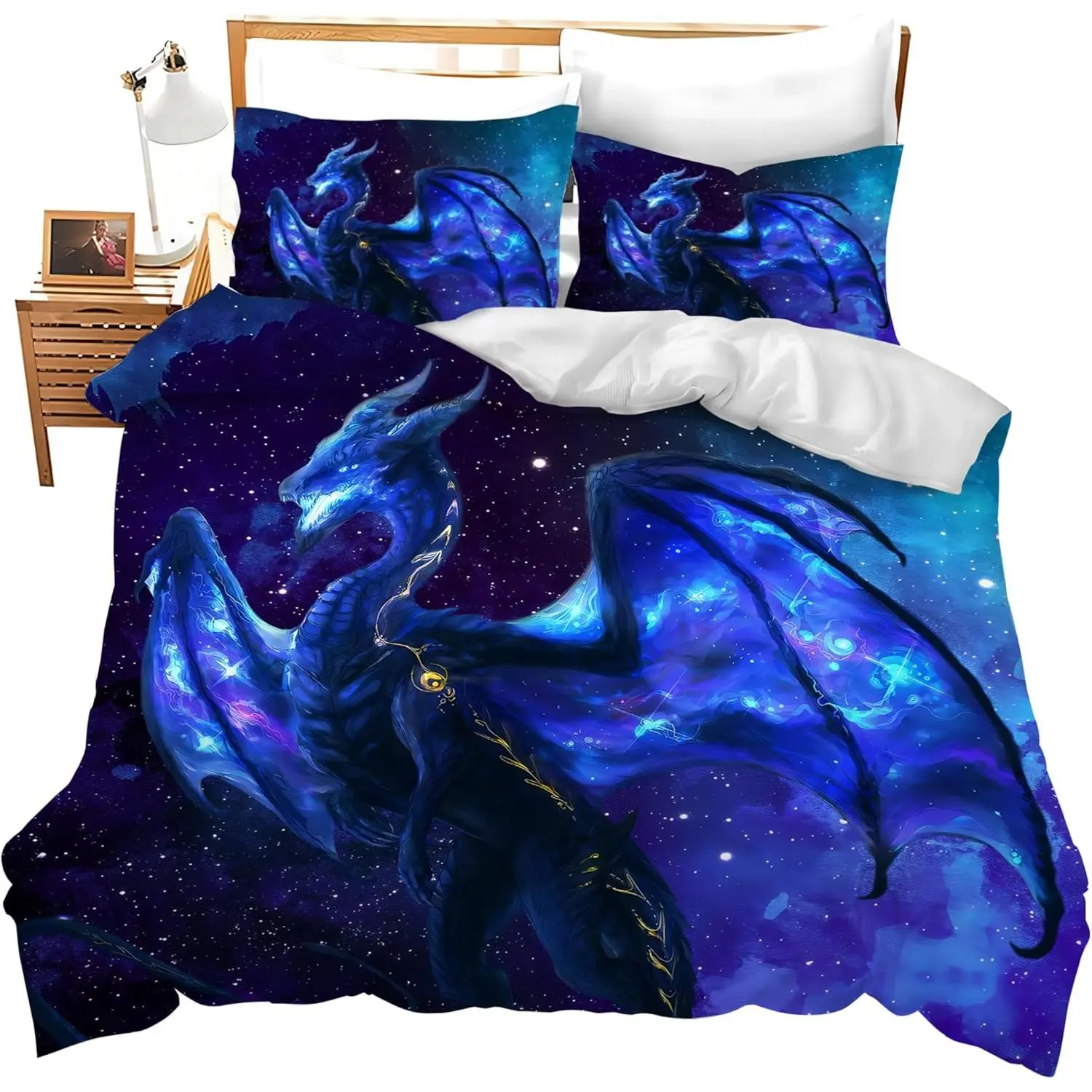 Dragon Bedding Set Dragon Duvet Cover Twin Full Queen King Size Comforter Cover for Kids Adults Men Dragon Theme Cover Decorative Soft Bedding Set with 2 Pillowcases