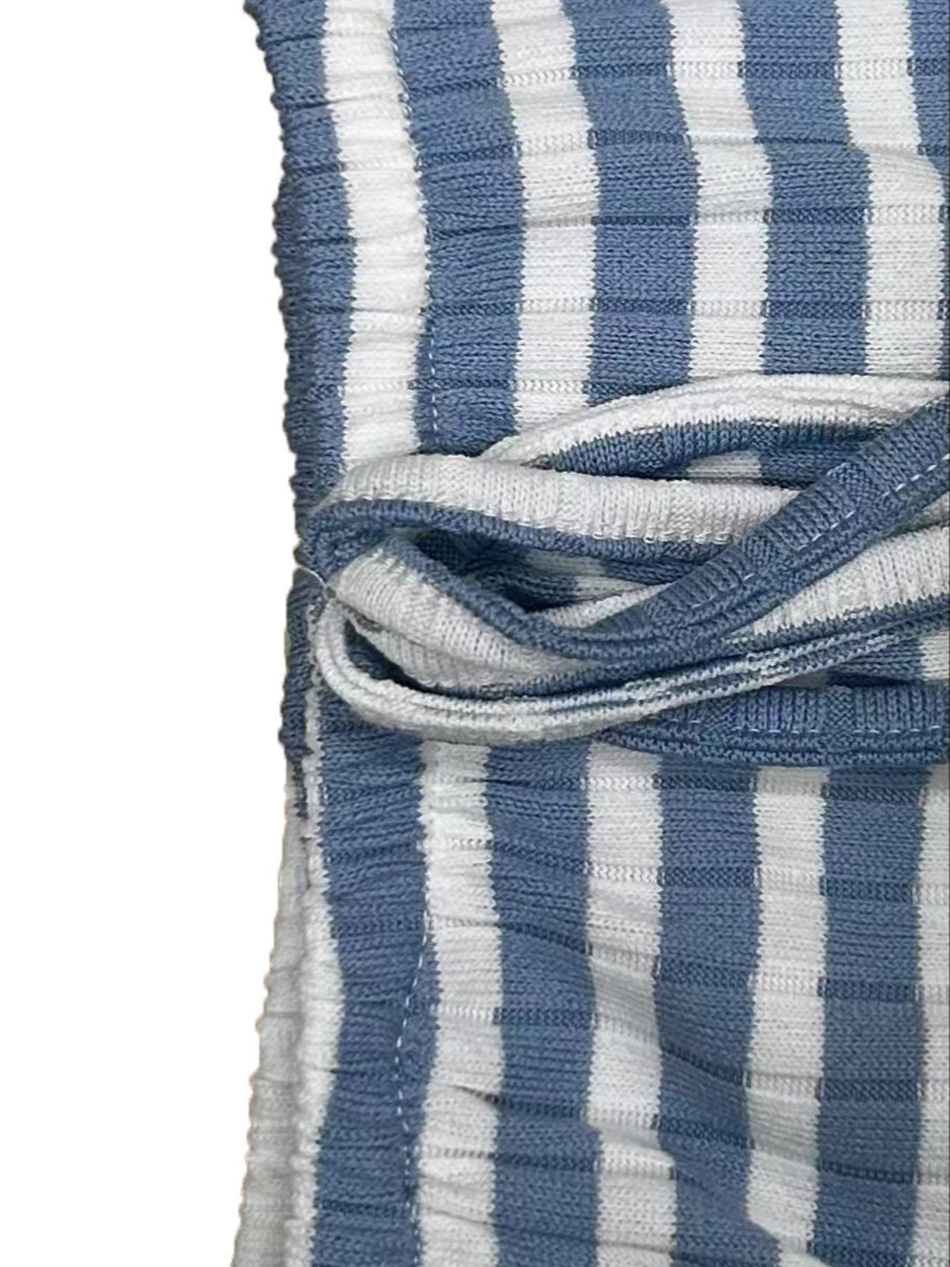 Women's Striped Casual Low Waist Fitted Pants, Fashionable Knitted Long Trousers for Daily Wear, Stylish Ladies' Clothing, Bottom