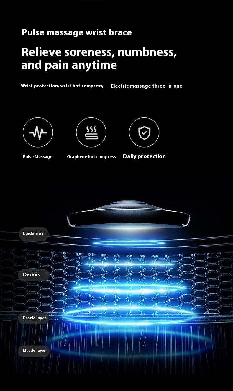 Portable Heated Wrist Massager with Vibration - 5 Massage Modes & 9 Intensity Levels, USB Rechargeable Cordless Hand Care Massager Heating Wrap for Tendonitis Arthritis Rheumatism Home Office Work Outdoor Sports Hands Pain Relief, Gift for Mom Dad Christm