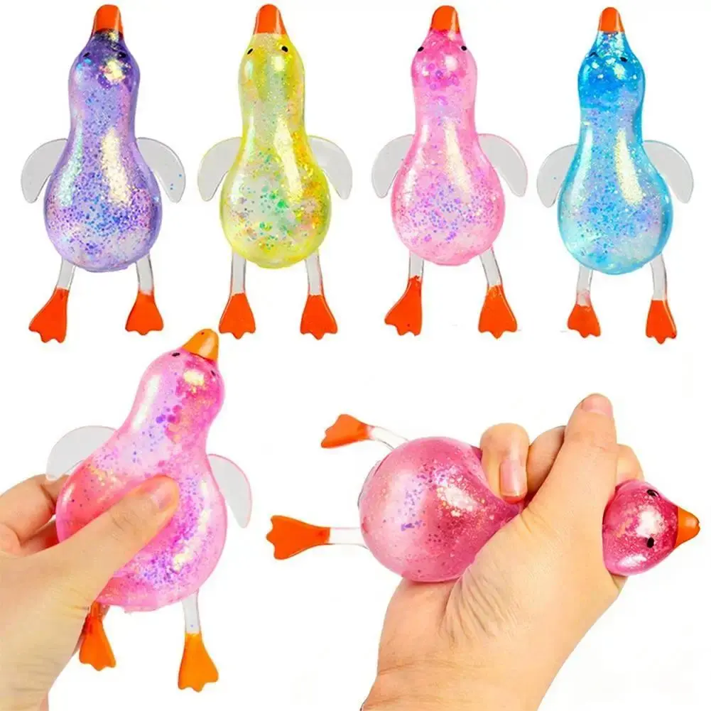 Stretchy Duck Squeeze Toys Stress Relief Crystal Mud Home Decor Party Favors, Squishies Sensory Fidget Toys for Adults and Kids