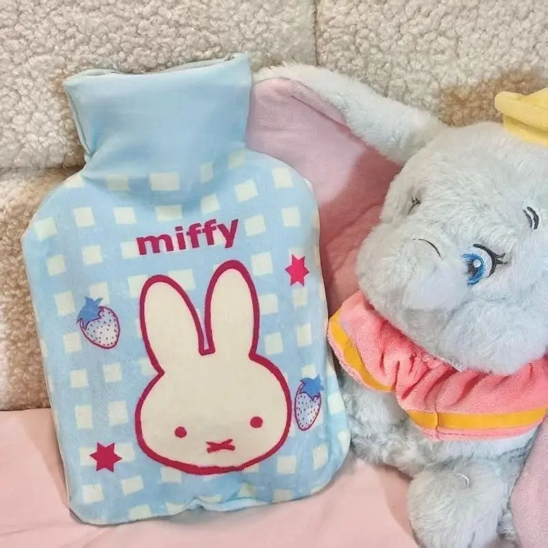 Miffy Bunny Fluffy Heated Water Bottle - Portable Warmth for Hands & Belly Mini Plush Insulated Hot Pack Cold Weather Essential