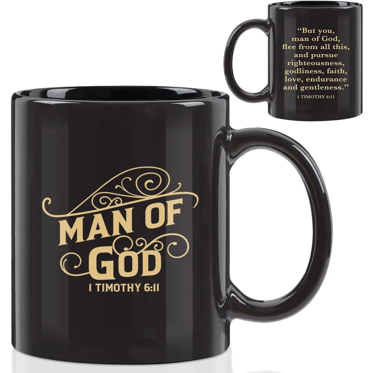 Christian Gifts Coffee Cups Ceramic, 11oz Ceramic Mug with Handle | Motivational Scripture Coffee Mug for Men with  Verse: Man of God–1 Timothy 6:11, Birthday Gifts for  Colleague