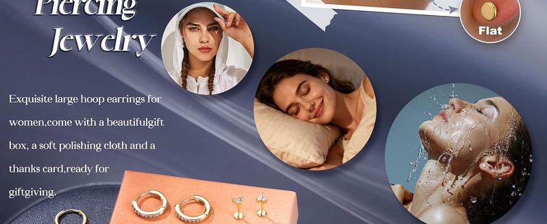 Trendy 16G/18G/20G Flat Back Earrings for Women Threadless Surgical Steel Stud Hoop Earrings Push in Nose Studs Hypoallergenic CZ Cartilage Earring Set Labret Helix Tragus Conch Piercing Jewelry Blackfriday Christmas