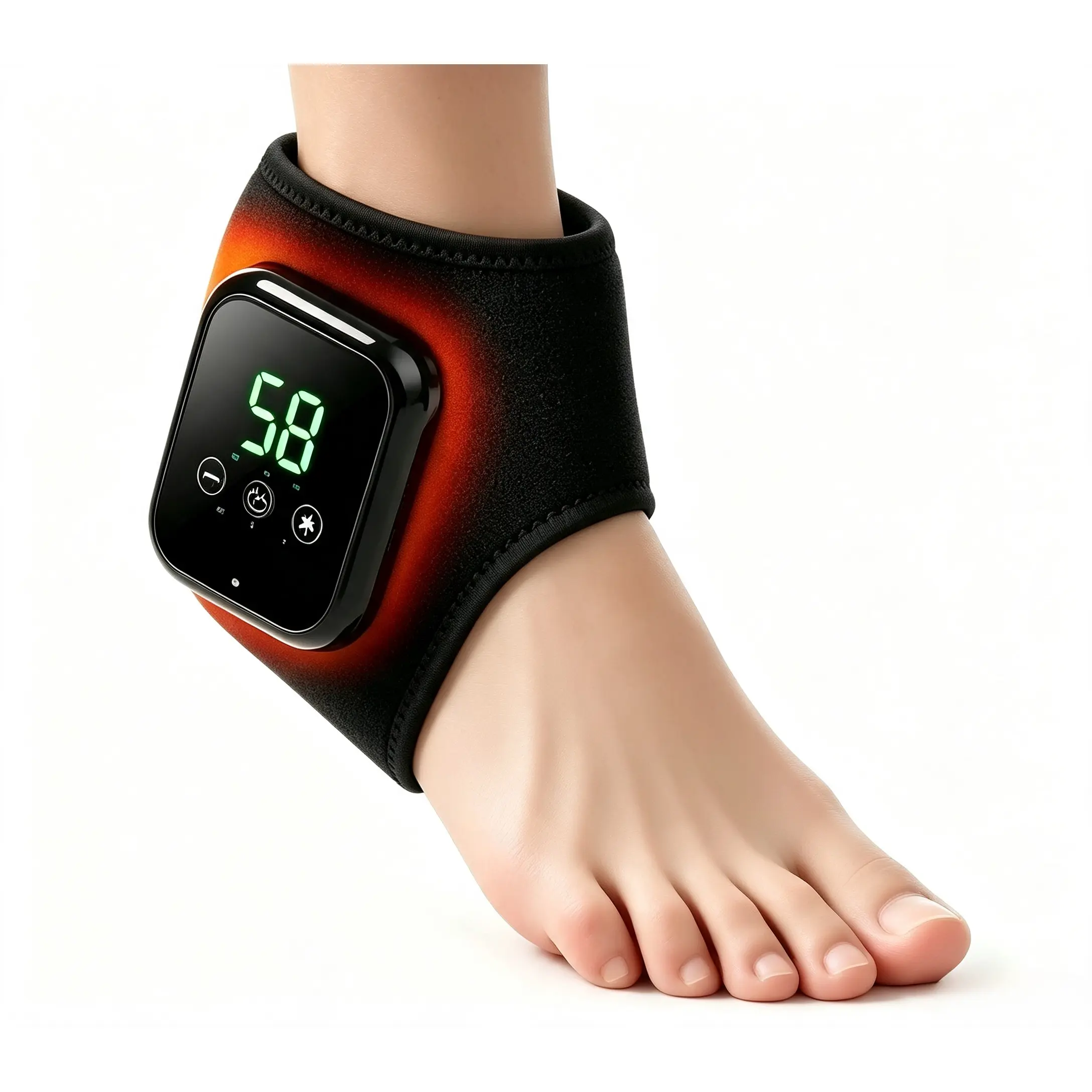 Wireless Heated Ankle Wrap Massager with Vibration for Tension Relief, Electric Personal Care Device for Home Use, Daily, Relaxation, Relieves Ankle Tension