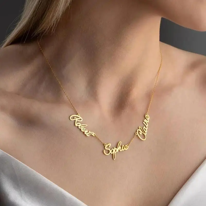 Personalized Multiple-Name Stainless Steel Necklaces, Custom Name Necklaces for Couples & Mothers, Personalized Jewelry for Mother's Day & Birthday Gifts