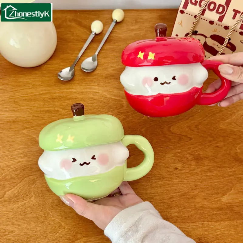 Cartoon Apple Shape Ceramic Mark Creative Fruit Children's Drinking Cup Exquisite Home Desktop Decoration Cute Mug
