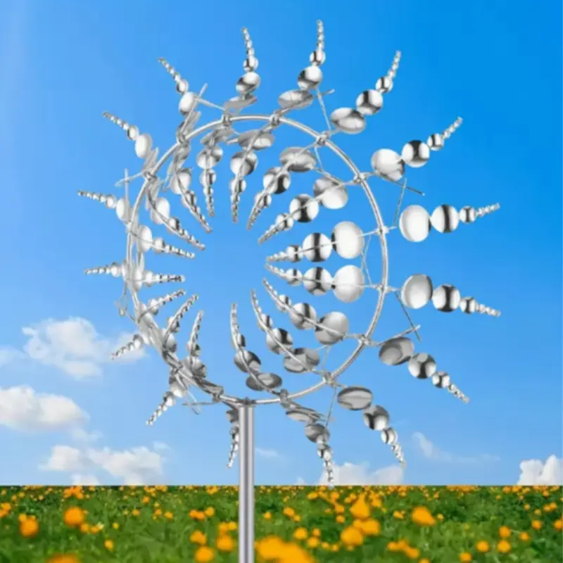 Metallic Kinetic Windmill, Decorative Outdoor Garden Decor, Creative Lawn Art Spinner, Garden Decoration Supplies for Outdoor Yard Lawn