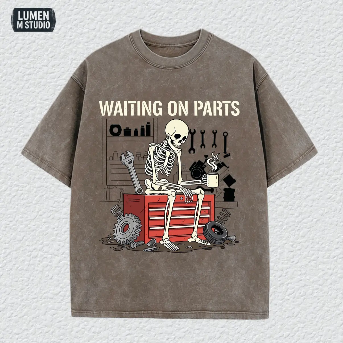 [ LM Studio ] Snow Wash Graphic Tee - Oversized Streetwear T-Shirt, Drop Shoulder Y2K Retro Top, Unisex [ ID004 ]