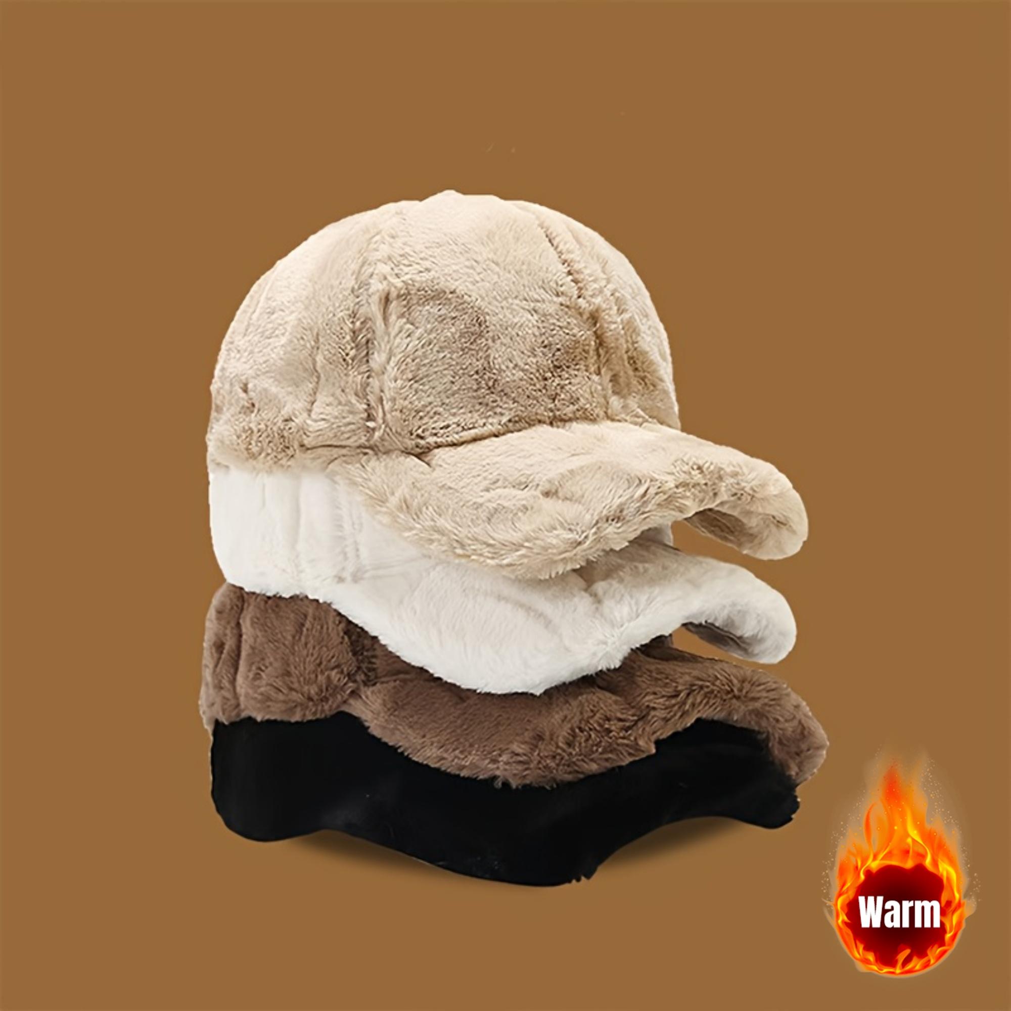 1pc Winter Warm Faux Wool Velvet Hat - Adjustable Beanie for Outdoor Sports & Christmas, Soft Solid Color Casual Cap,Winter Hat, Festive Headwear, Cozy Headgear