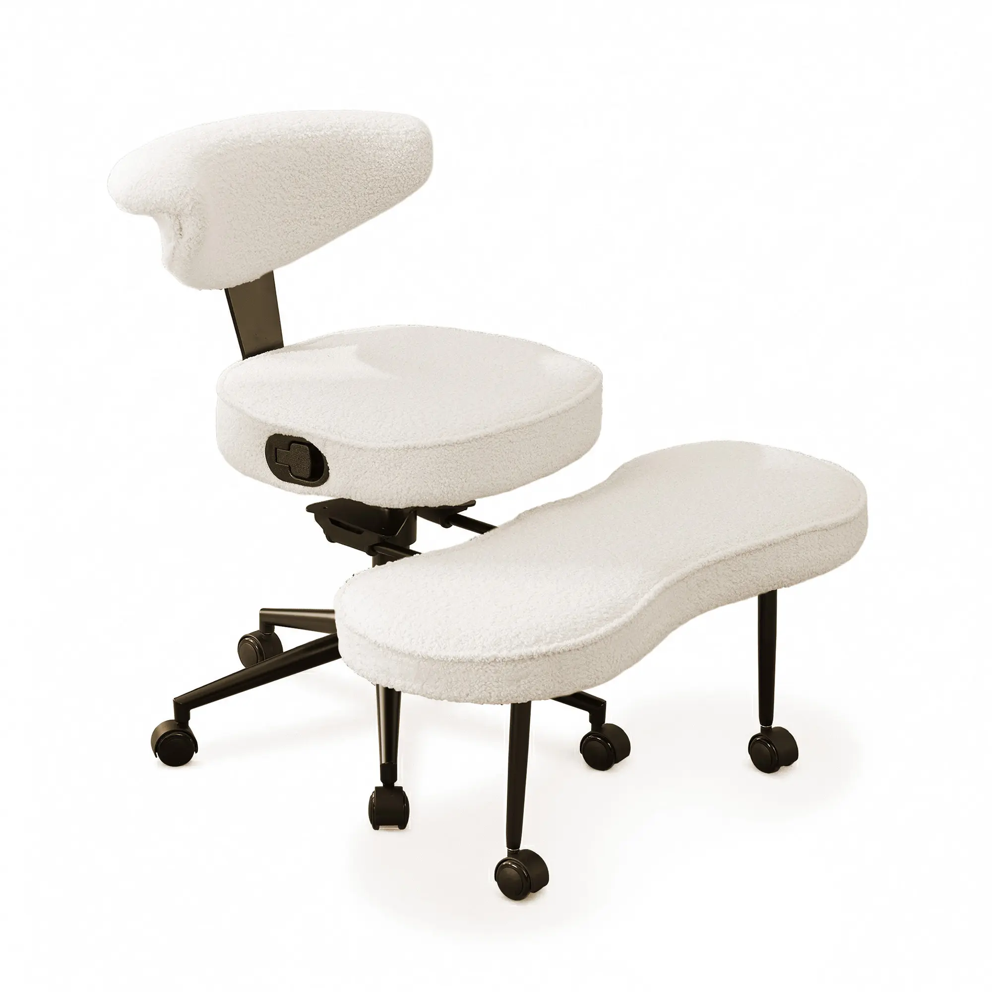 Ergonomic Cross Legged Office Chair, Adjustable Height Kneeling Desk Chairs for Yoga & ADHD, 360° Swivel Meditation Chair with Wheels Strong Lumbar Support, Criss Cross Chair for Home, Beige/Black/Pink