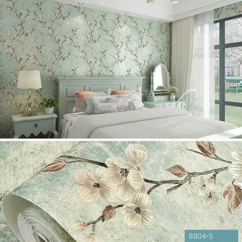 American Vintage Self-Adhesive 3D Wallpaper Roll, 20.86inx118in Thick Non-Woven Fabric, Interior Wall Bedroom TV Background Wall Sticker