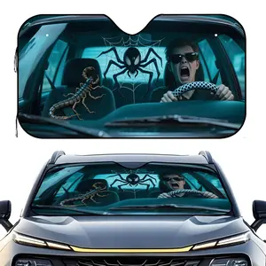 1pc 2D FLAT PRINTING Sun Visor for The Front Windshield of a Car, Features a Spider Theme, Offers UV Protection, And Enhances The Car's Interior with a Stylish And Modern Look, Compatible with Various Car Models, 2D Flat