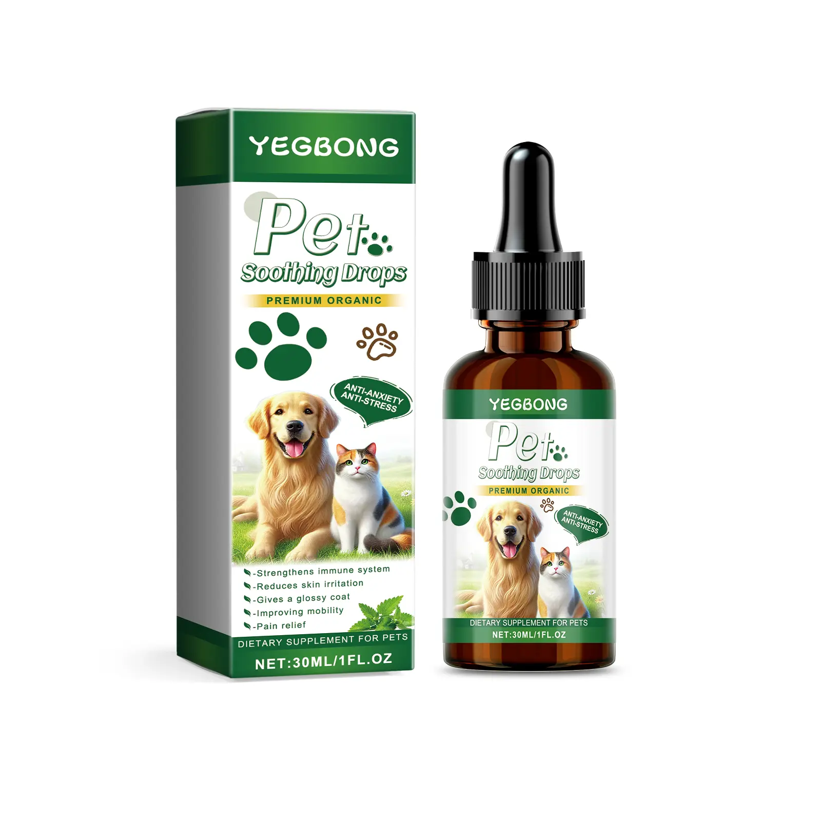 Yegbong Pet Soothing Drops Nutritional Supplement for Cats and Dogs Pet Care Soothing Drops