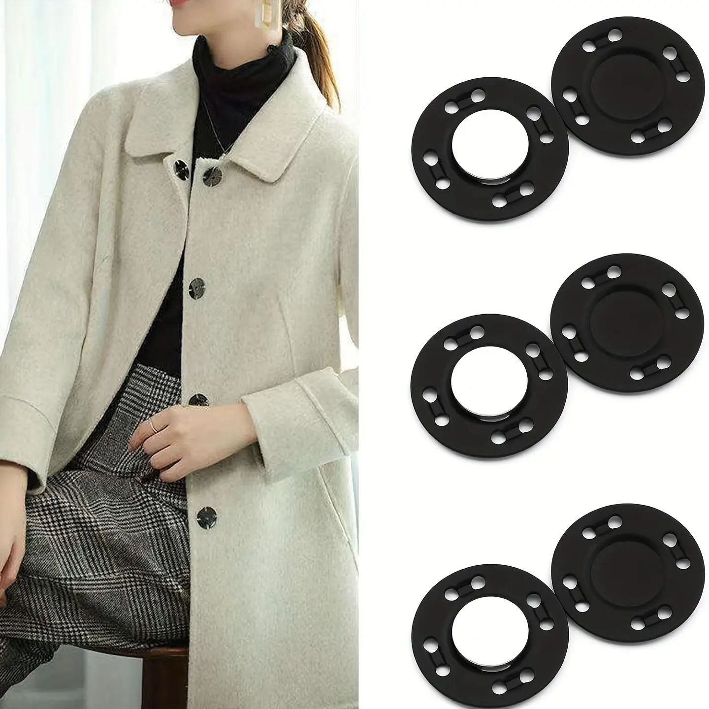 Magnetic Sewing Buttons | 5Pairs | Magnetic | Invisible | Used in Bags, Sewing, Crafts, Handbags, Clothes, and DIY Artifacts