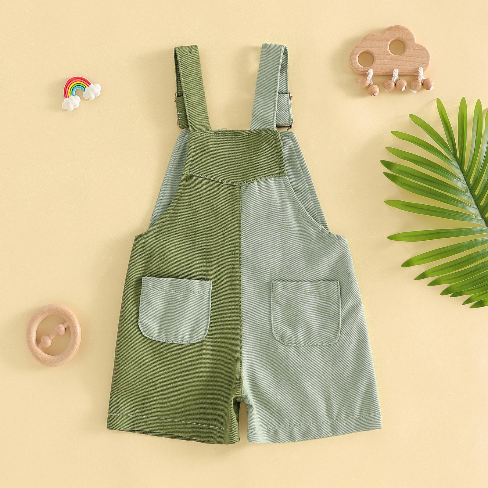 Imcute 90's Style Toddler Overalls Shorts Babby Boy Girl Suspender Romper Contrast Color Sleeveless Jumpsuit with Adjustble Shoulder Strap Shorts