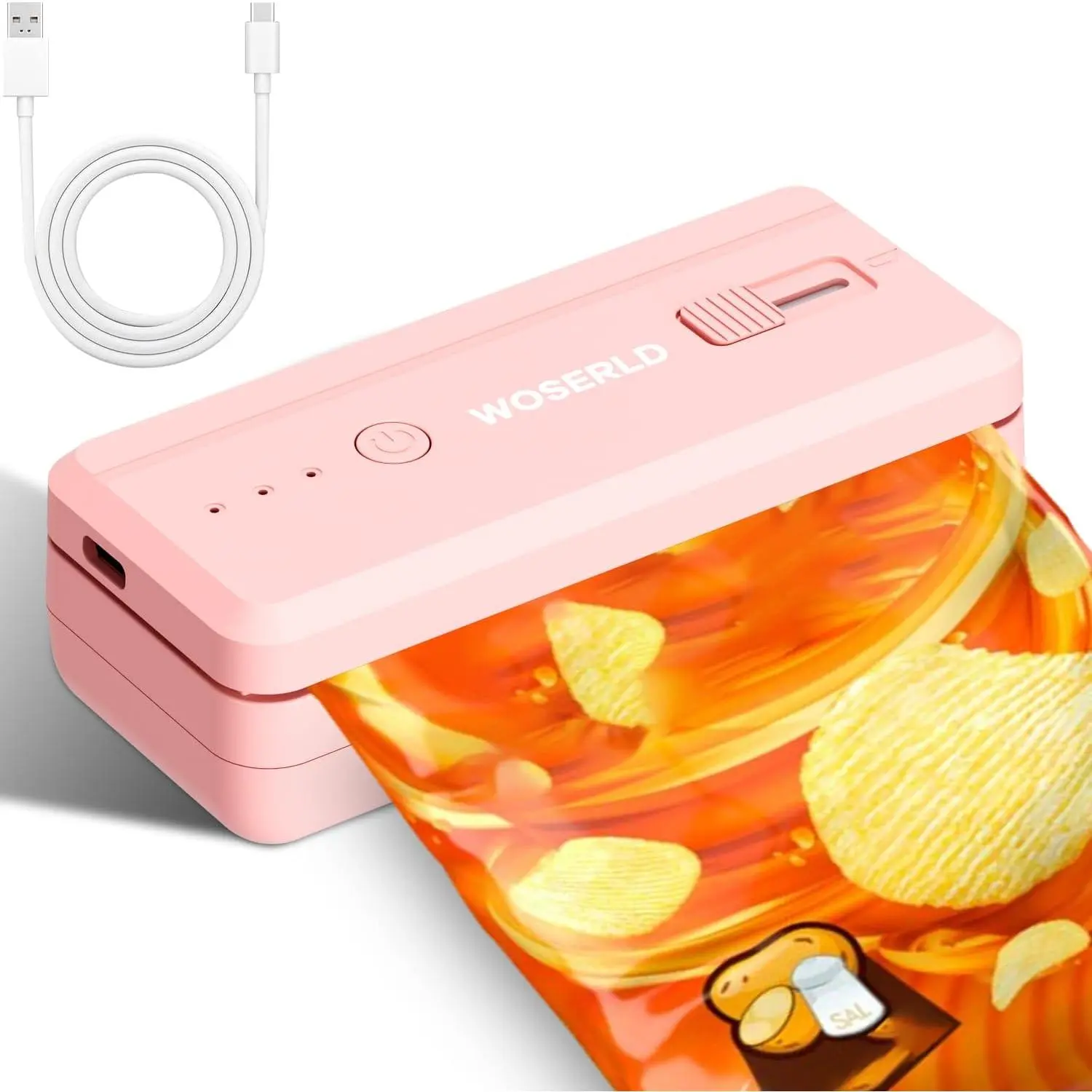 Mini Bag Sealer and   1300mAh Rechargeable Chip Bag Sealer Machine Sealer Portable Heat Sealer Kitchen  packaging Plastic bag resealer,  Saver,