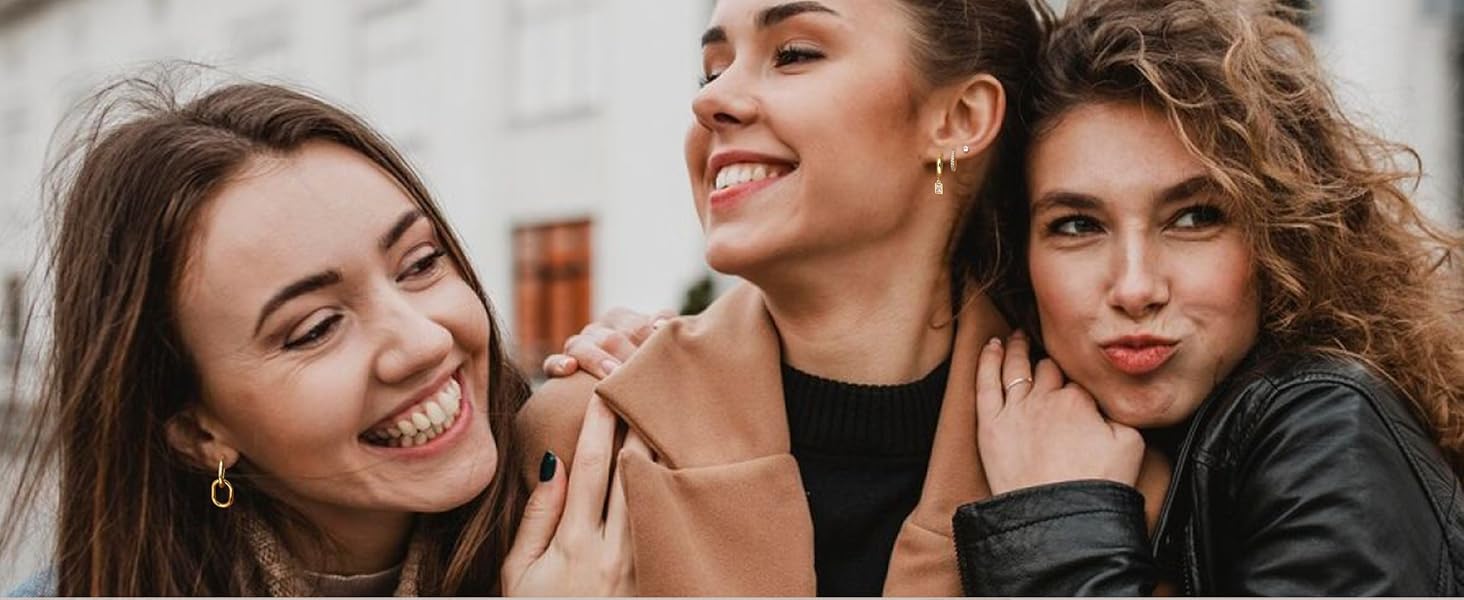 Jstyle Small Gold Hoop Earrings Set for Women, 14k Gold Plated Hoop Studs Earrings for Women, Hypoallergenic Dainty Gold Earrings for Gift