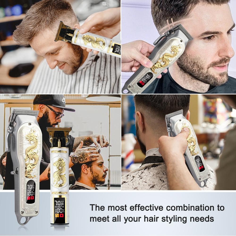 Dragon Pattern Hair Clipper Set, 1 Box USB Rechargeable Hair Trimmer Set with Accessories, Professional Hair Clipper Set for Men, Barber Equipment