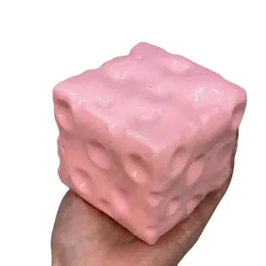 Jumbo Cheese Cube Stress Ball Big Cheese Shapeable Squeeze Ball Non-Bounce Fidget Toy ASMR Sensory Anti-Stress Christmas Gift Pink Squishy Dumpling Squishy Maker