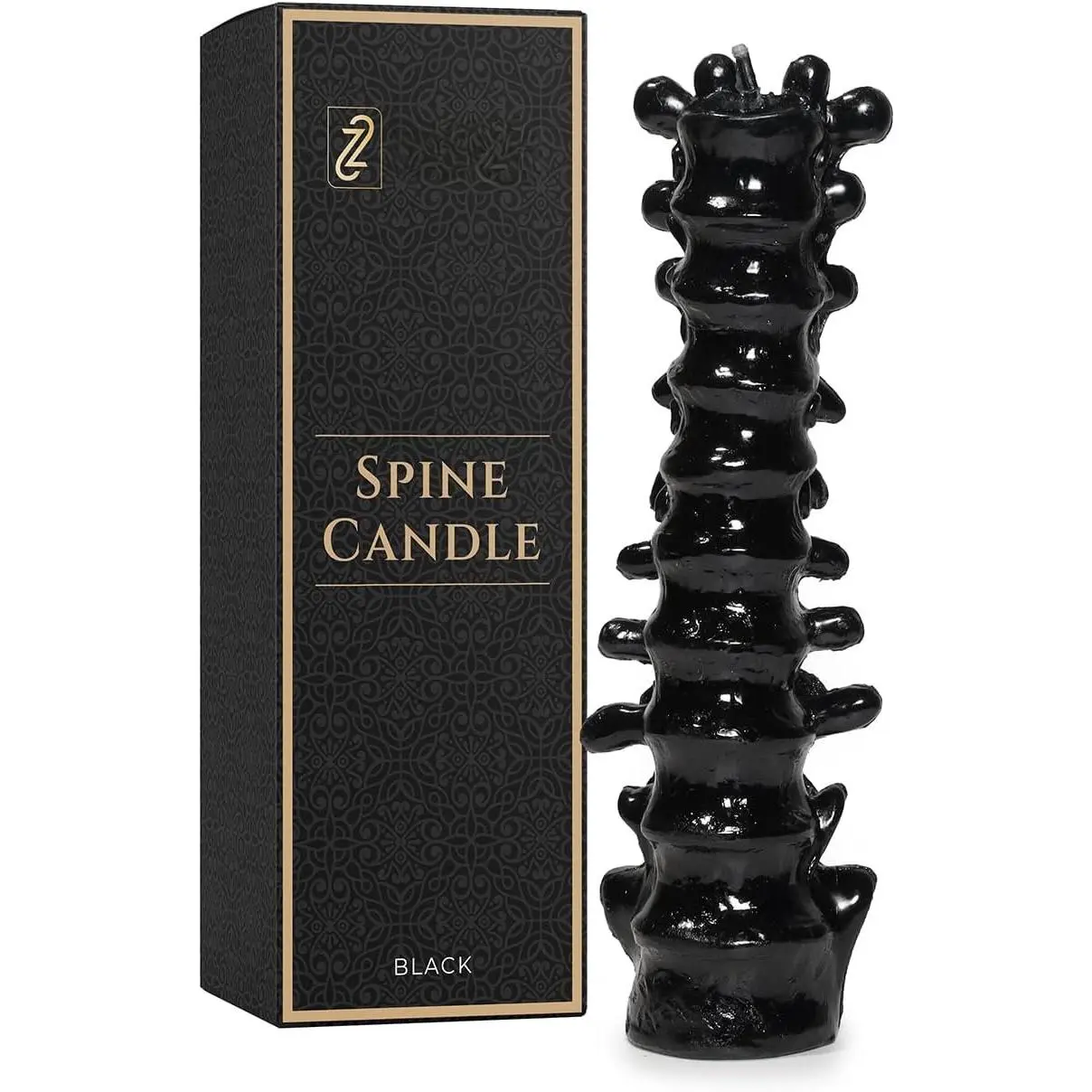 Candle for Halloween Decor -  Unscented Soy Candle w/ Wick for Clean  - Goth Room Decor Vertebra Candles for Parties  Rituals Halloween Decorations Indoor - Black