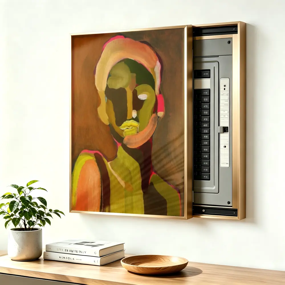 ElectricalPanel Cover Decorative Breaker Box Cover Fuse Box Cover Abstract Portrait Art Print Aluminum Alloy Frame With High Quality Canvas, LivingRoom Home Office