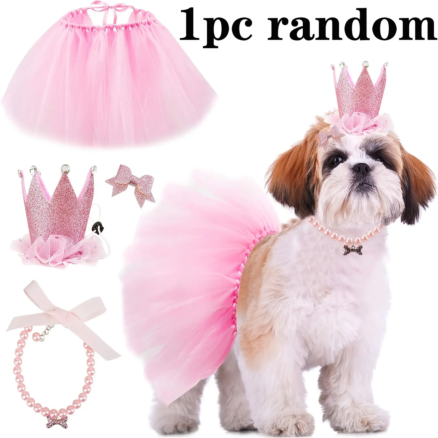 Dog Birthday Party Supplies, Tutu, Hat, Necklace, Bowtie, Hairpin, Valentine's Day Gift, Pet Chew Toys
