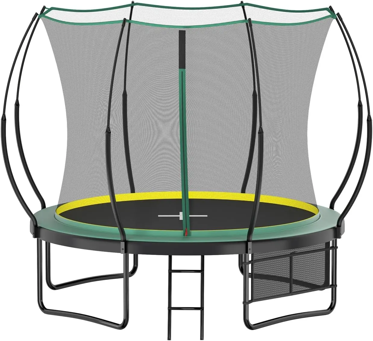 10ft Round No-Gap Bungee Trampoline for Teenagers & Adults, Trampolining Equipment with Ladder & Zip Closure Shoe Bag, Double-Layer PVC Mesh Fabric, Galvanized Metal Pipes, Fiberglass Poles, Wear-Resistant, Fast Assembly, Low Noise, Stable Design, Unisex