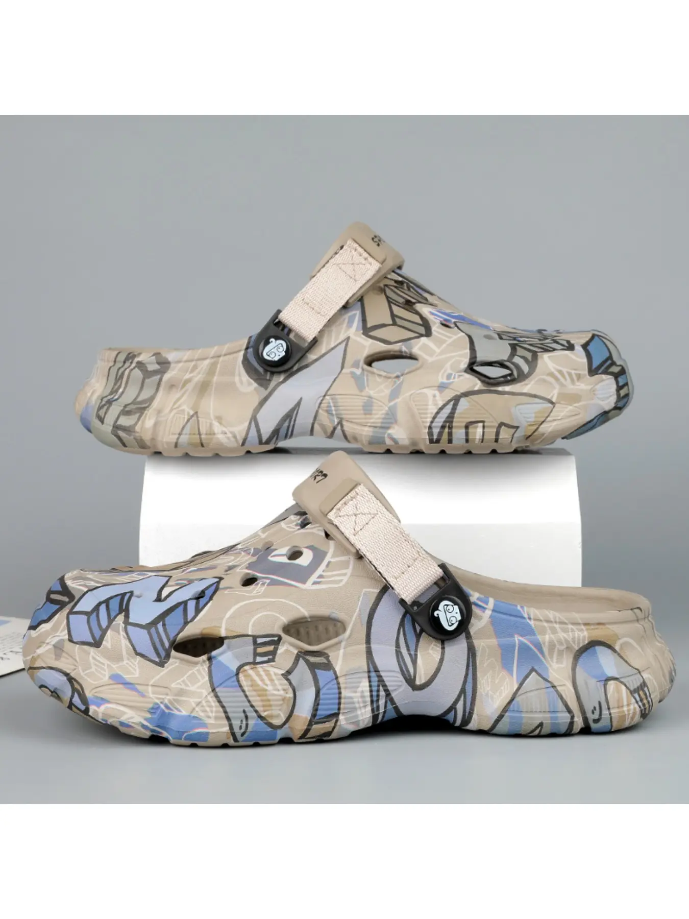 Trendy Camo Print Height Boost Clogs for Men, Waterproof Wear Resistant Baotou Slides, Casual Outdoor Sandals for Car Wash Construction Daily Walking Footwear