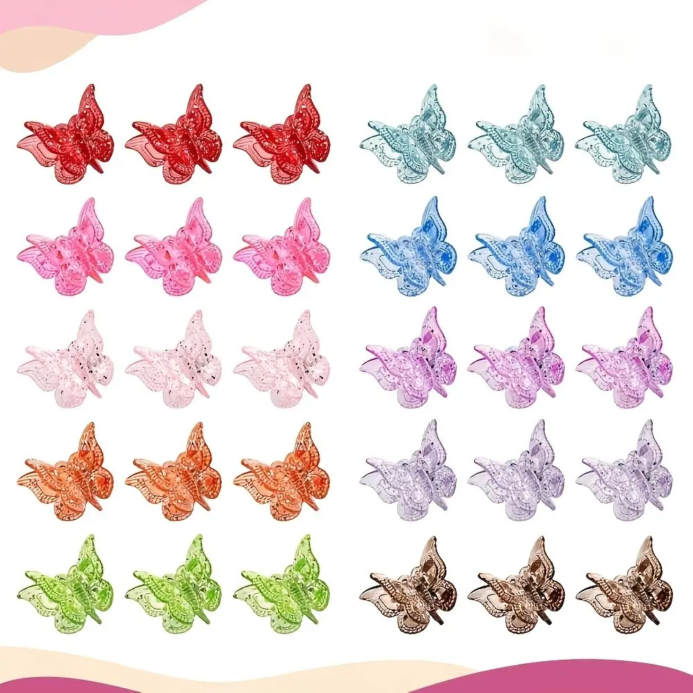 Shiny Mini Butterfly Hair Clips, Bright Colors for Girls and Women, Perfect for Casual and Party Styles, Great Gift for Stylists, Butterfly Claw Clip