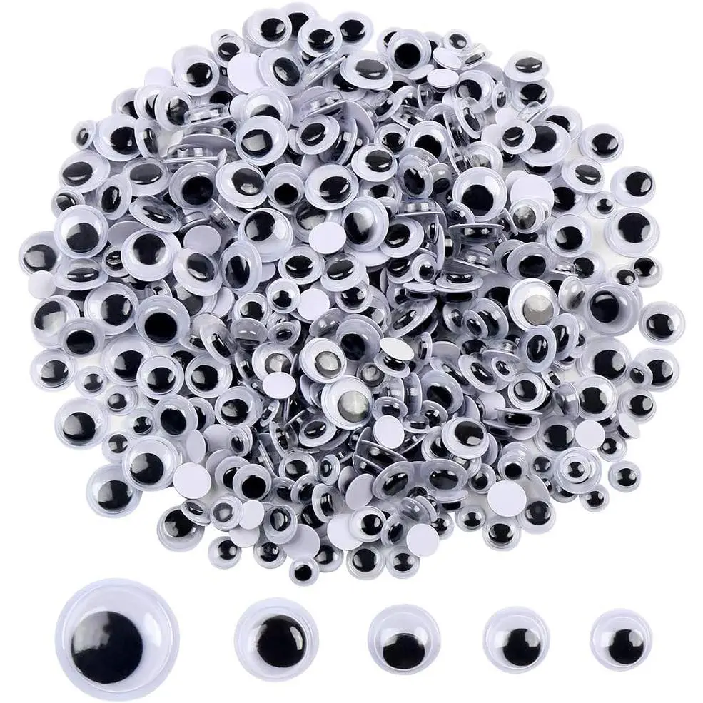 500 count 6mm -12mm Black Wiggle Googly Eyes with Self-Adhesive for Crafts tions